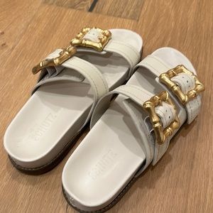 Schutz Enola Sporty Leather Sandal. Pearl. Size 38